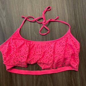 Rue21 Pink Lace Bikini Top with Scalloped Edges and strappy back size XL